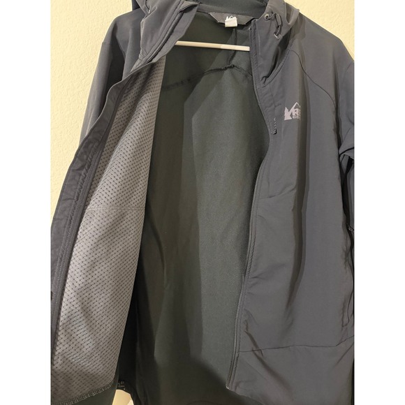 REI Co Op Men's Full Zip Hooded Softshell Jacket Black Size Large Outdoor - Picture 9 of 9